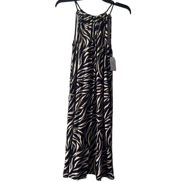 TIME AND TRU WOMEN’S ZEBRA PRINT BLACK AND CREAM HALTER KNIT DRESS SIZE XS - Picture 2 of 10